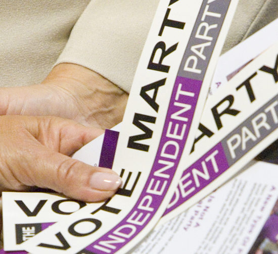stickers and flyers of Marty's independent party